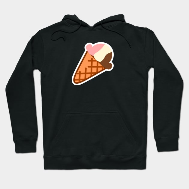 Chocolate Strawberry Vanilla Neapolitan Dessert Ice Cream Hoodie by CrocoWulfo